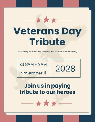 Free  Template: Soft Red And Blue Veterans-Day Poster
