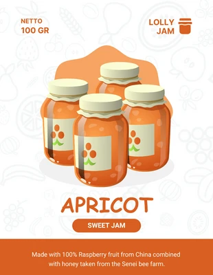 Free  Template: Rótulo de produto Jam de ilustração moderna branca e laranja