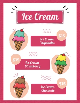 Free  Template: Menú de postres de helado de ilustración lúdica moderna magenta y blanco