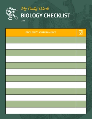Free  Template: Dark Green Modern Illustration Daily Work Biology Checklist