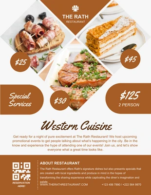 Free  Template: Light Grey And Brown Minimalist Restaurant Flyer