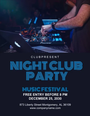 Free  Template: Azul Moderno Night Club Party Flyer