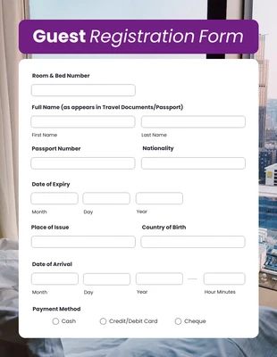 premium  Template: Modern Purple and Picture Background Booking Form