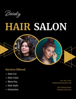 Free  Template: Salon de coiffure Simple Gold Flyer