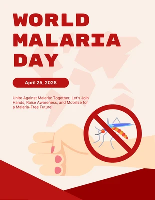Free  Template: ملصق توضيحي بسيط باللونين الأصفر والأحمر لليوم العالمي للملاريا