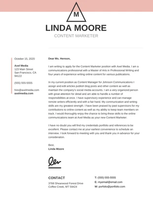 Free  Template: Modern Symbol Cover Letter