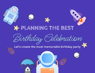Free  Template: Azul Ilustración Moderna Astronout Celebración Cumpleaños Presentación