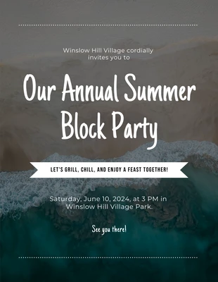 Free  Template: Simple Photo Annual Summer Block Party Poster