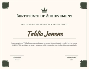 business  Template: Beige And Dark Brown Simple Achievement Certificate