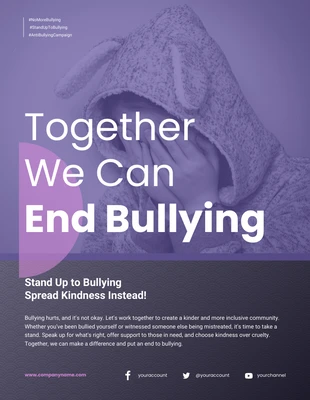 Free  Template: Poster violet foncé de la campagne contre le harcèlement scolaire
