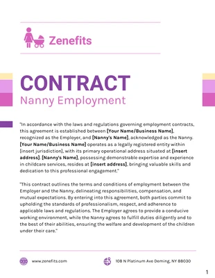 business  Template: Nanny Employment Contract Template