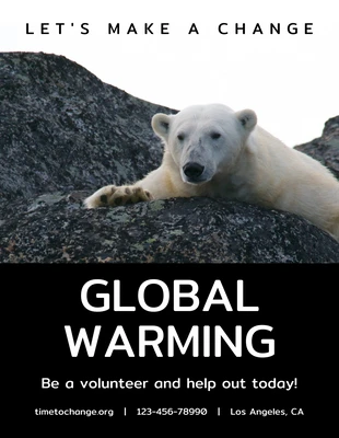 Free  Template: ملصق الدب البسيط للاحتباس الحراري