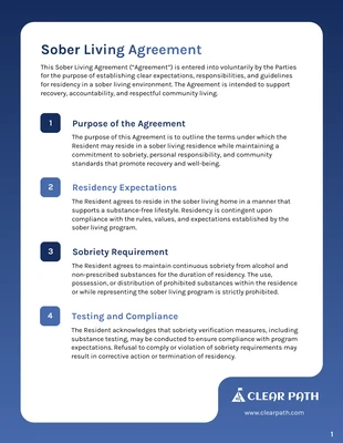 business interactive Template: Plantilla de contrato para vivir sobrio