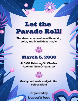 premium  Template: Modelo de pôster para o festival Mardi Gras