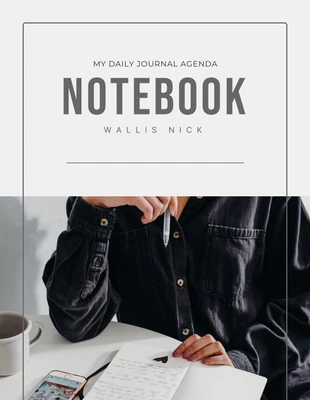 Free  Template: Light Grey Simple Photo Notebook Book Cover