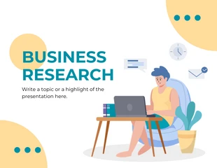 Free  Template: White Yellow And Blue Modern Playful Illustration Business Research Presentation
