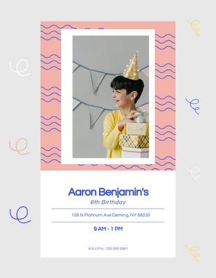 Free  Template: Carte d'invitation d'anniversaire avec photo Polaroid