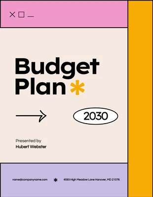 Free  Template: Plano de orçamento de retângulos laranja, roxo e rosa