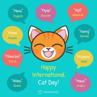 Free  Template: Publicación de Instagram del día del gato vibrante