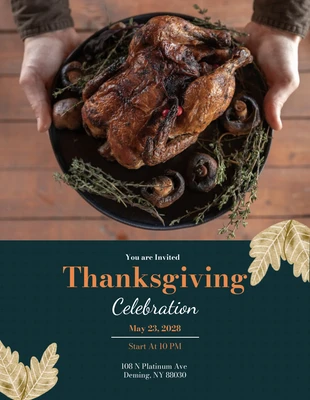 Green Thanksgiving Celebration Invitation