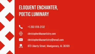 Red Modern Geometric Actor Business Card - Seite 2