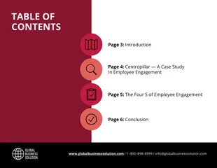 Free  Template: Red Employee Engagement Handbook Table of Contents