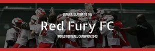 Free  Template: Bannière de football noir, blanc et rouge moderne et minimaliste de félicitations
