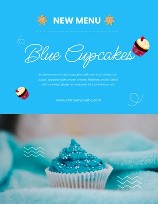 Free  Template: Volantino per cupcake con nuovo menu blu