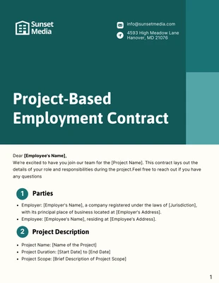 premium  Template: Project-Based Employment Contract Template