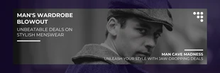 Free  Template: Bannière de vêtements pour hommes photo minimaliste violet foncé