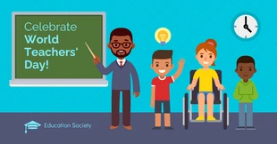 Free  Template: Classroom World Teachers' Day LinkedIn Post
