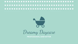 Free  Template: Carte de visite de baby-sitting à pois menthe