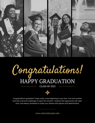 Free  Template: Black and Yellow Graduation Poster