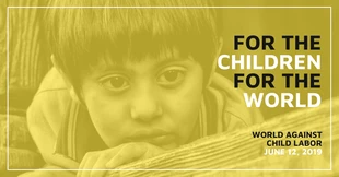 Free  Template: Gelber Facebook-Beitrag zum Tag des Bewusstseins für Kinderarbeit