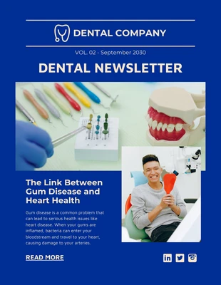 Free  Template: Blauer und hellgelber moderner E-Mail-Newsletter für Zahnärzte