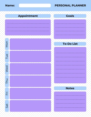 Free  Template: White PurplePersonal Planner