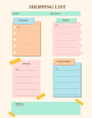Free  Template: Cute Pastel Mom Shopping List Template