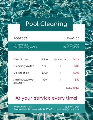 Free  Template: Pool Cleaning Invoice