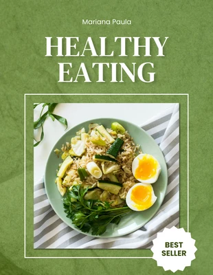 premium  Template: Grünes Rezeptbuchcover für gesunde Ernährung
