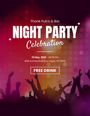Free  Template: Purple White Retro Night Bar Party Poster Template
