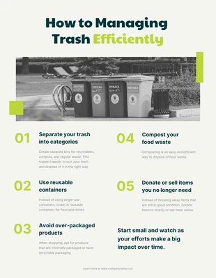 Free  Template: Pôster de dicas de gerenciamento de lixo do Soft Green