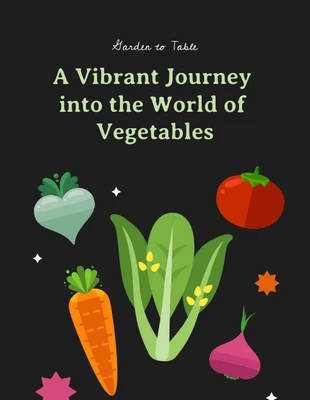 Free  Template: غلاف كتاب إلكتروني للخضروات الملونة باللون الأسود
