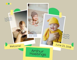 Free  Template: Collage simple de bebé en colores pastel y amarillo