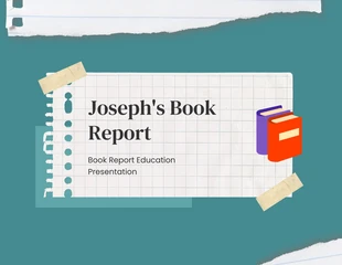 Free  Template: Informe de libro de papel cian Presentación educativa