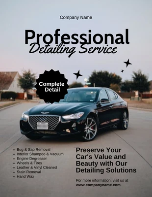 Free  Template: Light Grey Simple Professional Car Detailing Flyer 