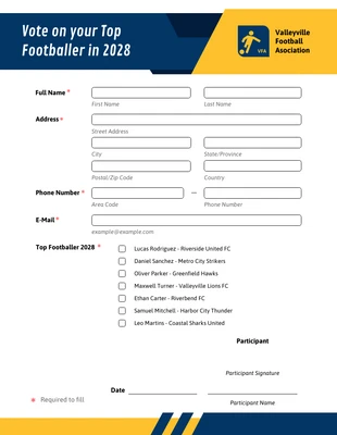 business  Template: Formulário de Votação Azul e Amarelo