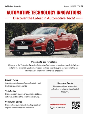 business  Template: Automotive Technology Innovations Newsletter