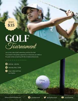 Free  Template: Green and Cream Golf Tournament Poster