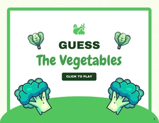 Free  Template: Weiß und Grün Fröhlich Spielerisch Erraten Sie Gemüse Spiel Präsentation