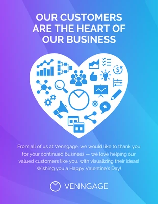 business  Template: Icon B2C Tarjeta de agradecimiento por San Valentín
